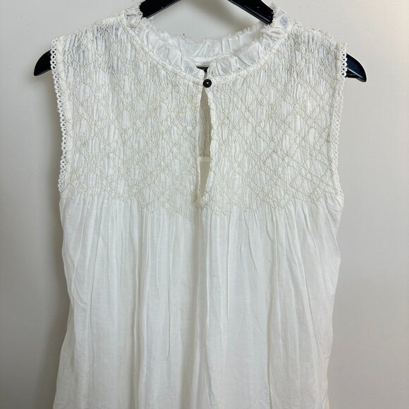 FREE PEOPLE Shea Smocked Yoke Shift Minidress in Ivory Size X-Small - Picture 8 of 12